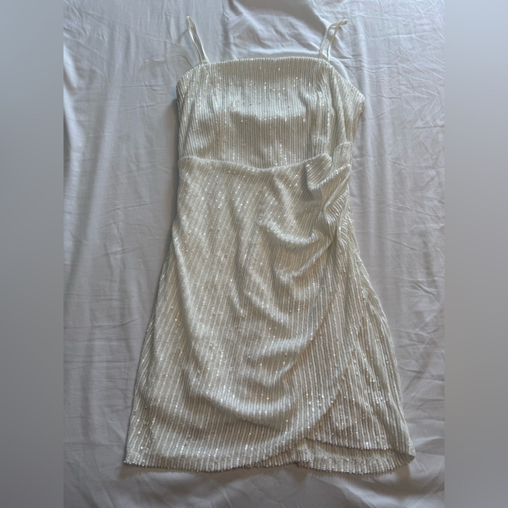 Emerald Sundae White Sequins Mini Dress